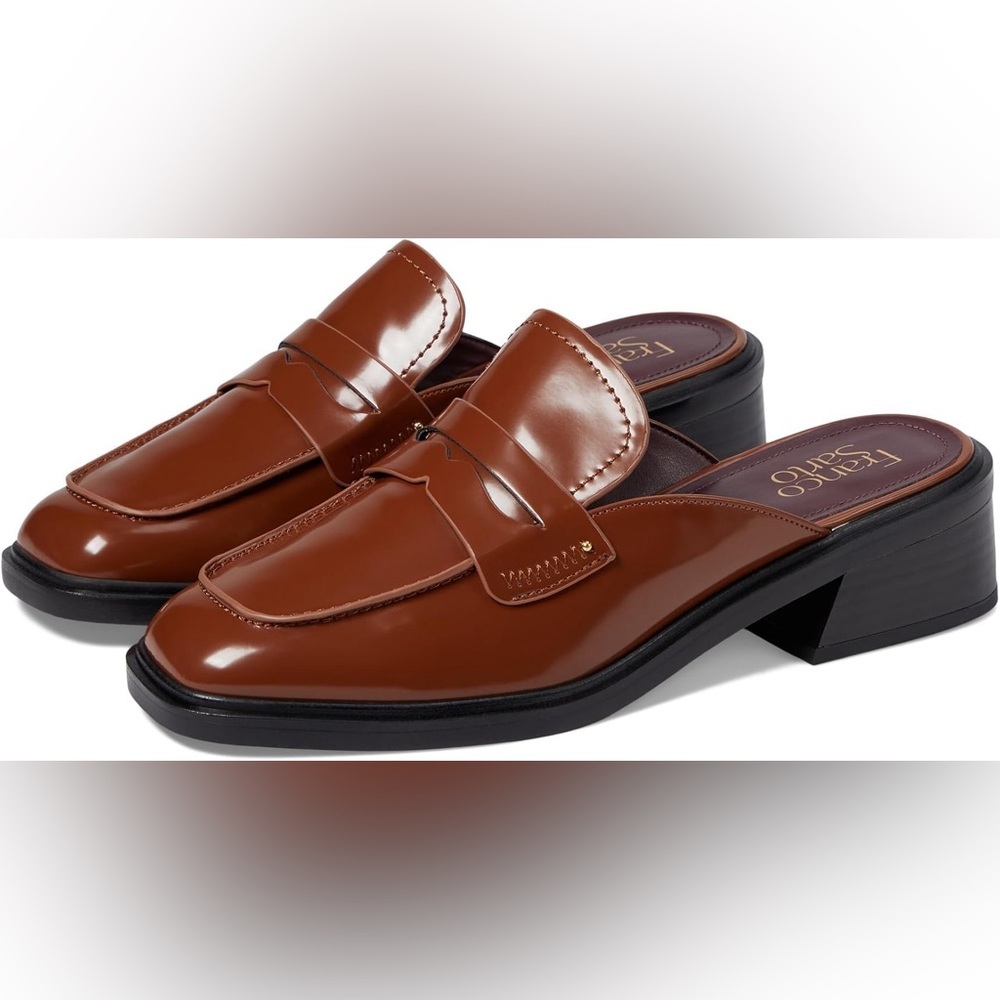 Franco Sarto Genny Loafer Mule Tobacco Brown Slip-On Block Heel
